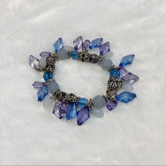 Beaded Blue & Purple Bracelet - Picture 1 of 4